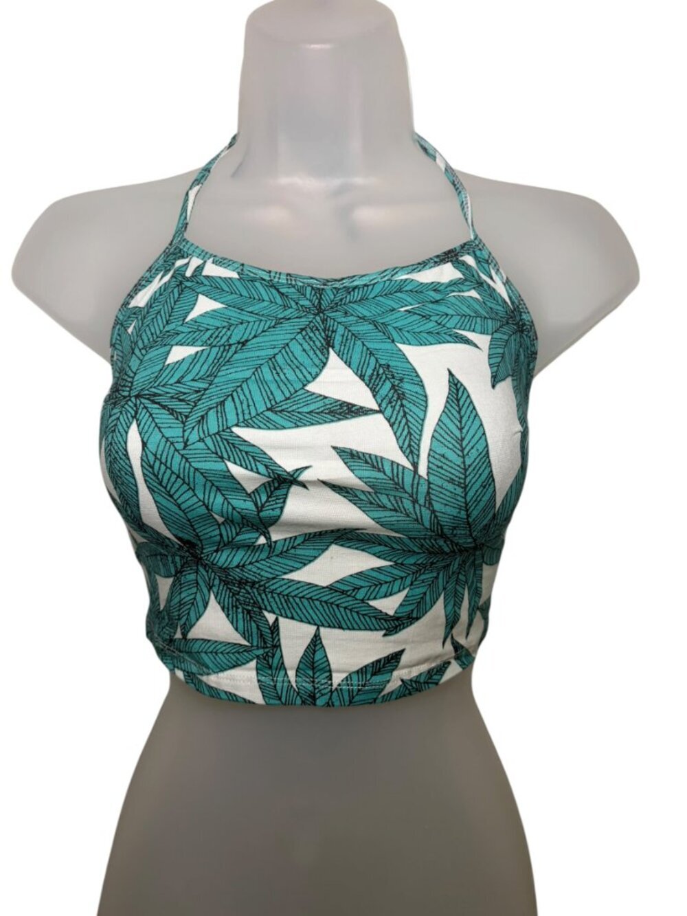 Motel Rocks Fonda Jungle Palm Halter Crop Top NWT Small - Picture 2 of 5